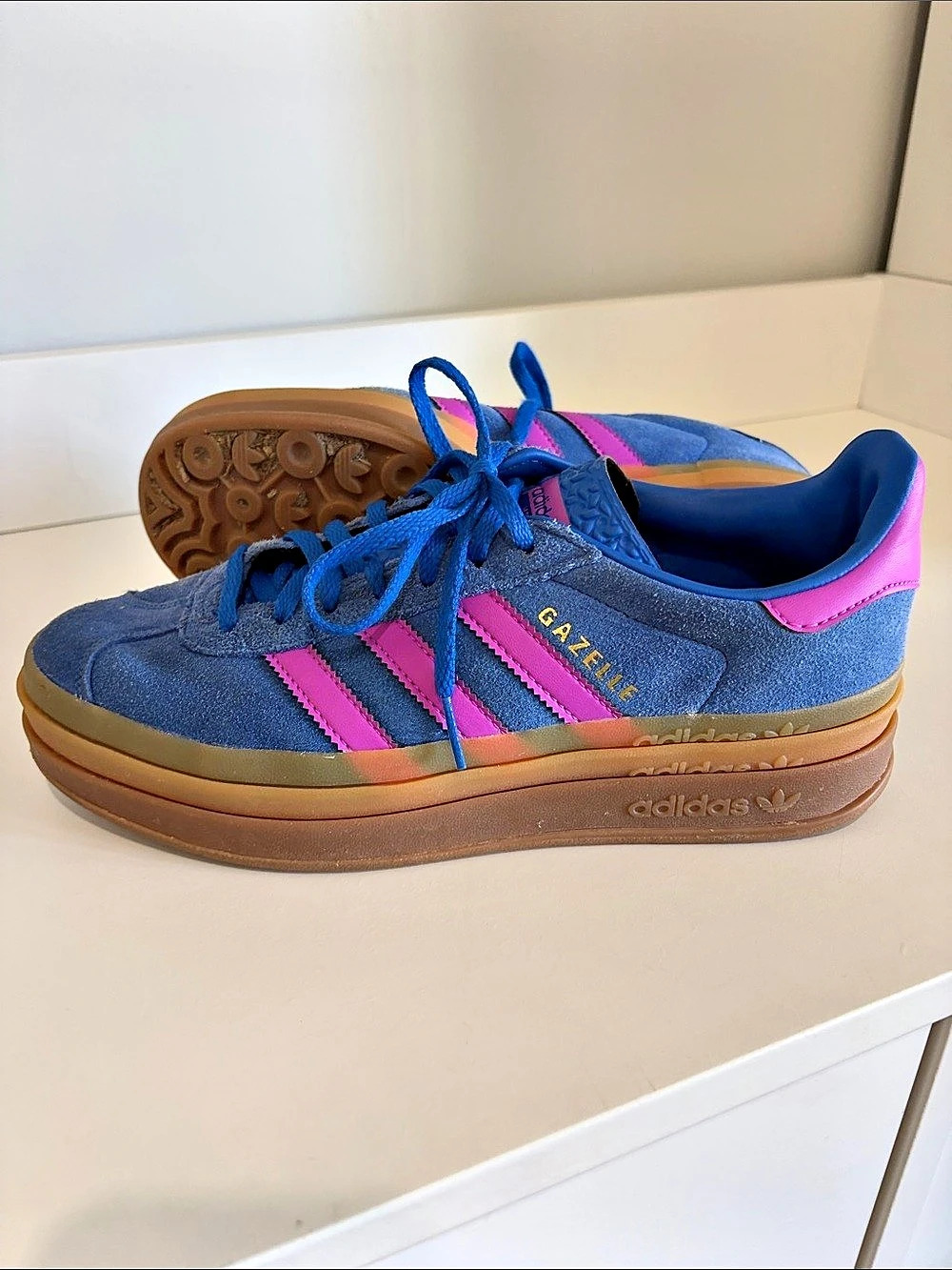 adidas Gazelle Bold Sneakers in Blue & Pink